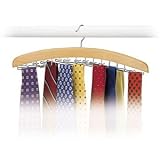 Natural Tie & Belt Wood Metal Hanger Holder Storage Closet Wardrobe Organizer