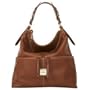 Dooney Bourke Large Calf Zip Pocket Sac Shoulder Bag Purse Saddle