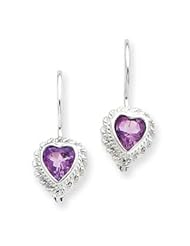 Sterling Silver Amethyst Heart Earrings QE285"