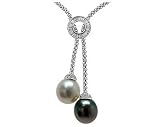 Natural South Sea & Tahitian Drop Pearl & Diamond Necklace in 18kt White Gold