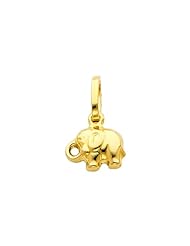 14K Yellow Gold Elephant Charm Pendant