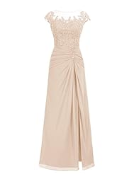 Cap Sleeves Bateau Neck Lace Bridesmaid Dress 