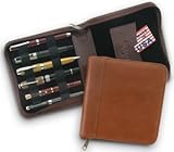 Aston Leather Zippered 6 Pen Case (Black)