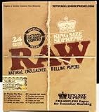 Raw Natural King Size Cigarette Rolling Papers (Box of 24 Packs with 40 Leaves Per Pack)