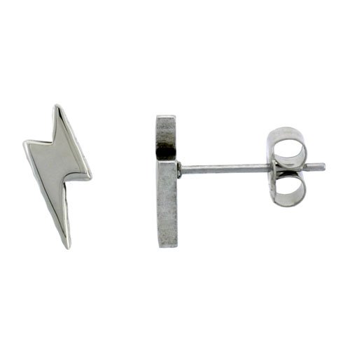 Small Stainless Steel Lightning Stud Earrings
