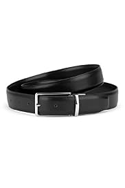 Leather Rectangular Buckle Reversible Belt
