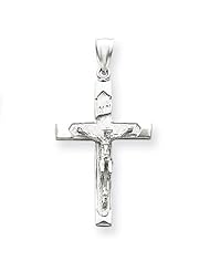 14k Gold White Gold Crucifix Pendant