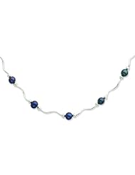 Sterling Silver 18in 6-6.5mm Black Freshwater Cultured Pearl Necklace.