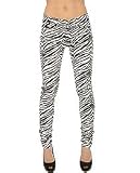 Tripp NYC The Stretch Twill Pants in Black & White Zebra,Denim for Women