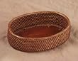 Oval Rattan and Wood Basket