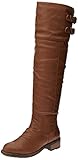 Qupid Women's Relax-01X Riding Boot,Cognac Distress Polyurethane,8.5 M US