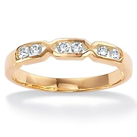 DiamonUltra&trade; Cubic Zirconia 18k Gold over Sterling Silver Channel-Set Ring: Jewelry