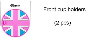 2PCS 65mm Pink Background Union Jack UK Flag Style Soft Silicone Coasters for 2011 2012 MINI Couper Countryman R60&amp;2014 MINI Couper F55 5-Door Hatchback