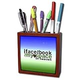 Deniska Designs Religion - I Face the Book for My Space onTricolor - Tile Pen Holders-5 inch tile pen holder