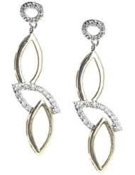 14K White and Yellow Gold Diamond Dangle Earrings (1/4Cttw, SI Clarity, H Color)
