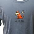 Designer Cotton T-Shirt - Garment Dyed "Devil Dog" T-Shirt for Adults - Blue Jean - Medium