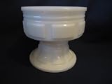 Vintage Milk Glass Pedestal Barrel Vase Planter 4-1/2" x 4 1/2"