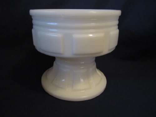 Vintage Milk Glass Pedestal Barrel Vase Planter 4-1/2" x 4 1/2"