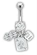 PAVE PLAYING CARD, DICE AND DOLLAR SIGN BELLY RING