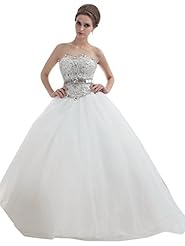 Strapless Tulle  Basque   Waistline Floor Length  Lace  Ball Gown  Dress With Rhinestones