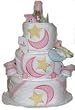 3 Tier Pink Moon and Stars Baby Diaper Cake