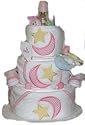 3 Tier Pink Moon and Stars Baby Diaper Cake