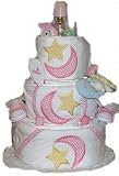 3 Tier Pink Moon and Stars Baby Diaper Cake