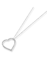 14k White Gold Diamond Fascination 18in Large Heart Necklace