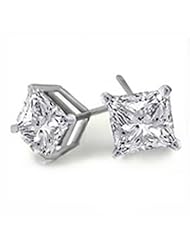 .20Ct Princess Diamond Solitaire Stud Earrings 14K Gold