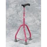 Pediatric Tripod Cane w/ Derby Handle - Epoxy-coated pediatric straight-neck tripod cane with reinforced cross sections. Features include Derby handle and Clip adjustment. Height adjustable grip to floor from 21