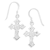 Diamond Cut Cross French Wire Earrings