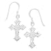 Jewelry : Diamond Cut Cross French Wire Earrings