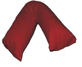 New Softouch Slumberdown V Shaped Luxury support pillow - with Red Percale 180 Thread Count pillow case Free