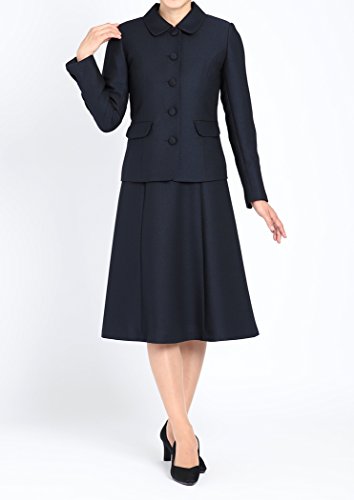 【お受験スーツ】お母様用 ウール混紡 紺 5つボタンジャケットアンサンブル NK-1004WL[7～17号]