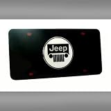Jeep Chrome Logo on Black Steel License Plate