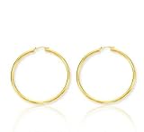 14k Yellow Gold 2 inch, 3mm Extra Large Hoop Earrings