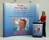 Pop-up system with graphic panels with case & counter conversion kit and display lights.