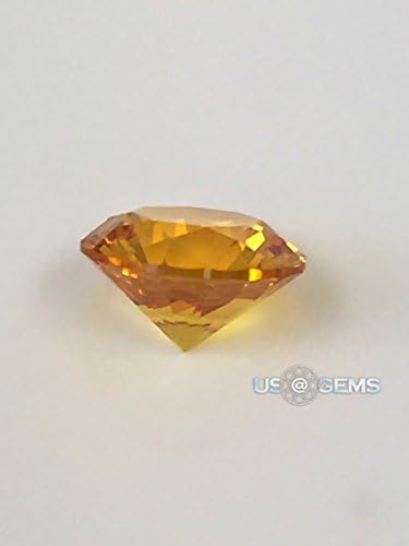Citrine Orange. Excellent Round Brilliant Cut 7mm. 1 Ct. Nanosital. Lab created. US@GEMS - Green Technology Gemstone.