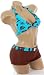 Sexy Bathing Suit Blue Hawaiian Tropical Print Halter Top Bikini Brown Boyshorts 2 pc Swimsuit