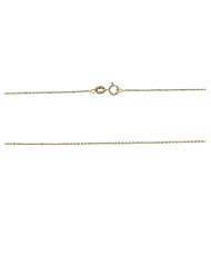 14K Yellow Gold - 16" 0.6 MM. Oval Rolo Two-Tone Necklace Gold Chain