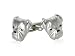 bulldog23 - Funny Bulldog Satin Silver Cufflinks with Black Crystal