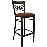 HERCULES Black ""X"" Back Metal Bar Stool with Burgundy Vinyl Seat - XU-6F8 ....