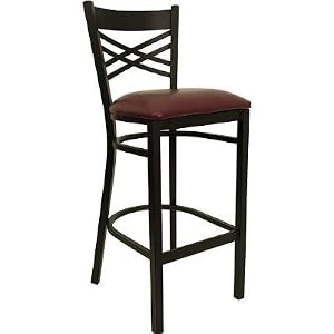 Flash Furniture XU-6F8BXBK-BAR-BURV-GG Hercules Series Black ''X'' Back Metal Restaurant... by Flash Furniture