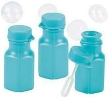 48 Mini Turquoise Blue Hexagon Bubble Bottles