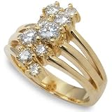 Moissanite Three Band Cluster Ring