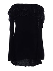 Velvet  Long Sleeves Off the Shoulder Cocktail  Dress With Ruffles
