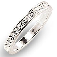 Women's Stone Band Clear Swarovski Crystal Ring, Size: 4-10 Sterling Silver .925