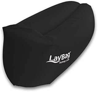LayBagTM - THE ORIGINAL. Inflatable Air Lounge | Ultra lightweight, super strong Ripstop Nylon. Easy inflatable. Extremely comfortable. (Black)