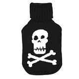Hot Water Bottle Cover and Bottle - White Skull Knitted