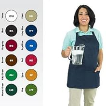 San Jamar 602BAFH Poly Cotton "Front of the House" Professional Bib Apron with 3 Compartment Front Pocket, 25" Length x 28" Width, Hunter Green